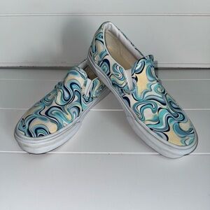 Vans Slip Om Canvas Sneakers Aqua Swirl